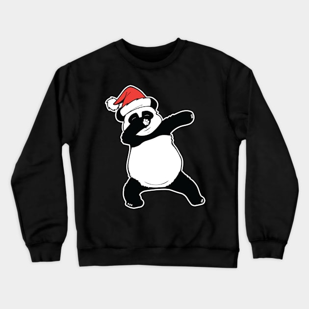 Panda Christmas Santa Hat Dabbing Panda Crewneck Sweatshirt by alltheprints